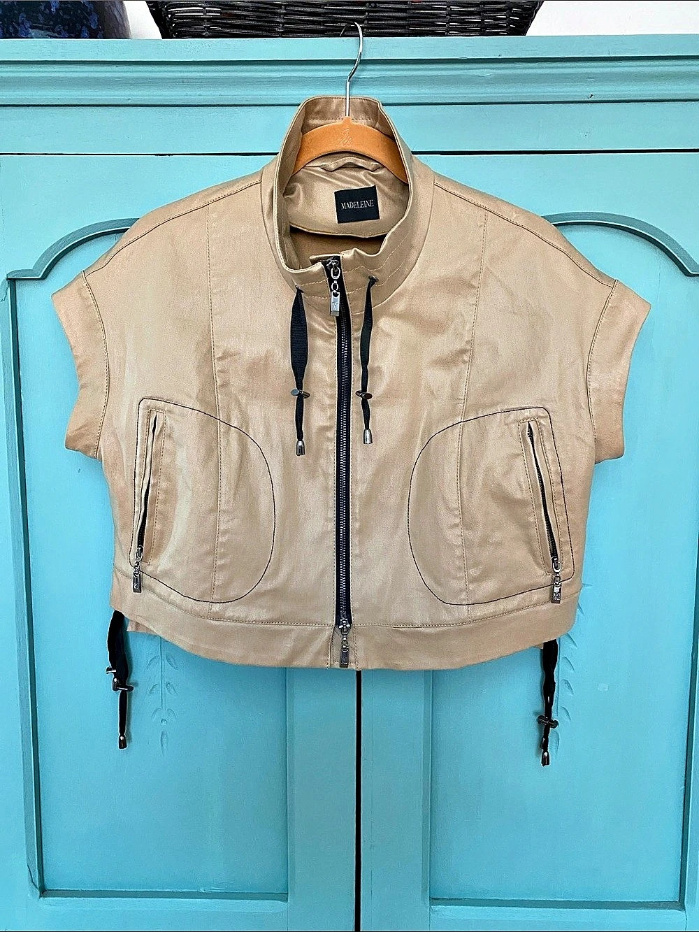 Madeleine Cropped Utility Vest in Brown